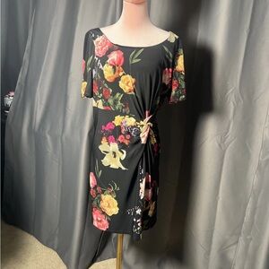 Jessica Simpson Cinched Floral Black Dress Women’s 12